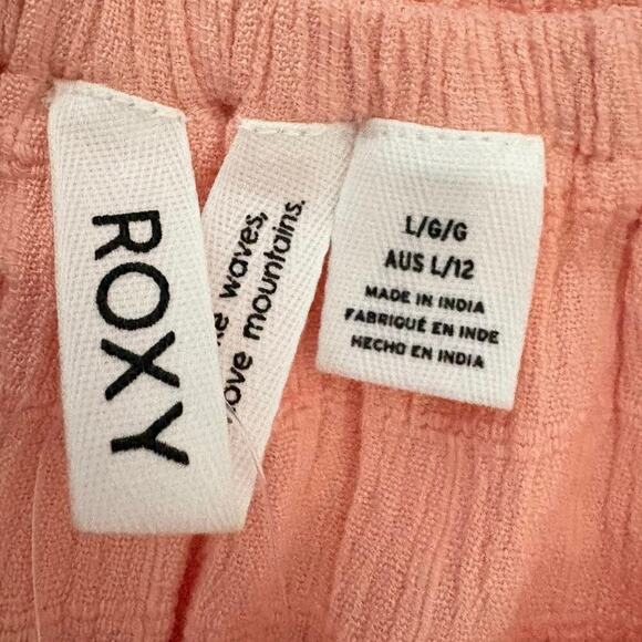 Roxy Size L Another Day Off The Shoulder Romper Linen Blend Coral Beach NWT - Picture 5 of 13